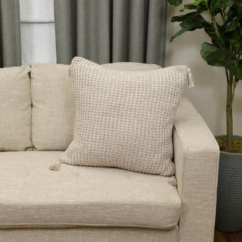 Vue Reagan Knit Taupe Beige Large Decorative Throw Couch Pillow 20x20